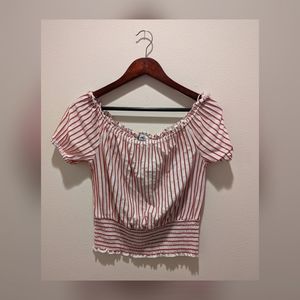 Twine & String Red and White off the shoulder top Size Medium